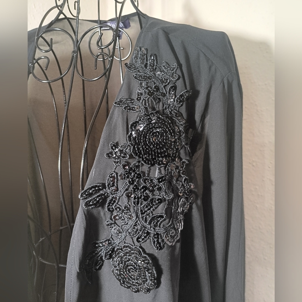 Roaman's Black Sheer Cardigan - Picture 5 of 8